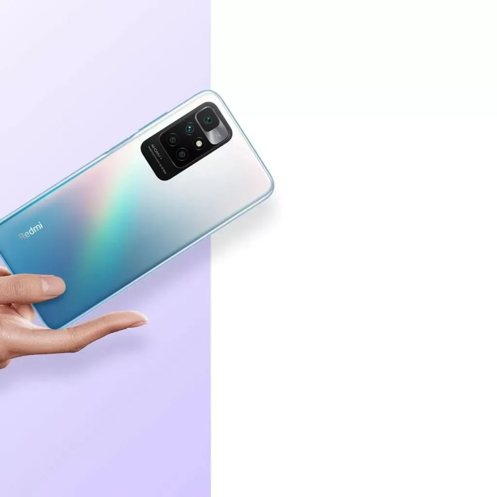 Girl's hand holding Redmi 10 in Matte Finished Body