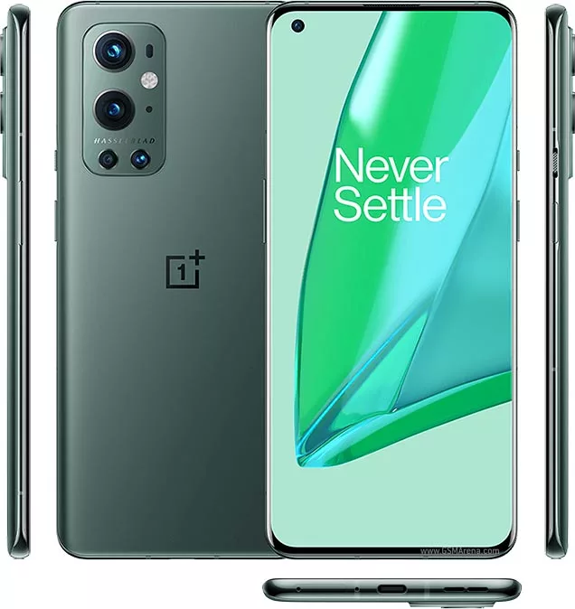 OnePlus 9 Pro 5G 5 phones showing front, back, sidebars and upside of the phone