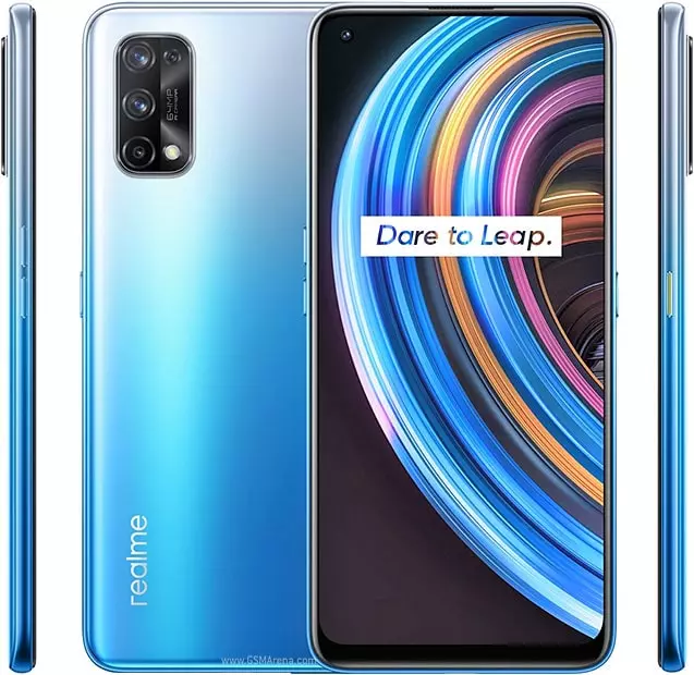 realme x7 showing back and front side of its mobile phones