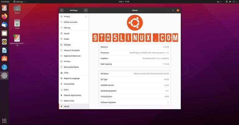 Ubuntu 21.10 Beta Version Screenshot