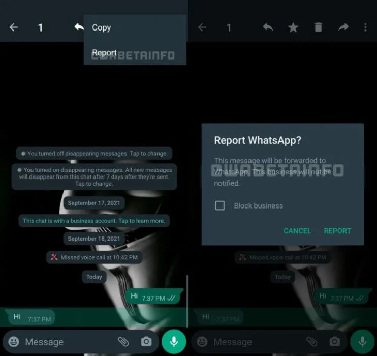 WhatsApp Account Reporting Feature