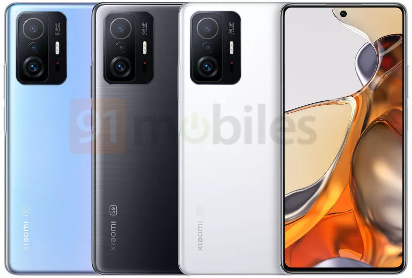 Xiaomi 11T Pro in 4 different colors and front view