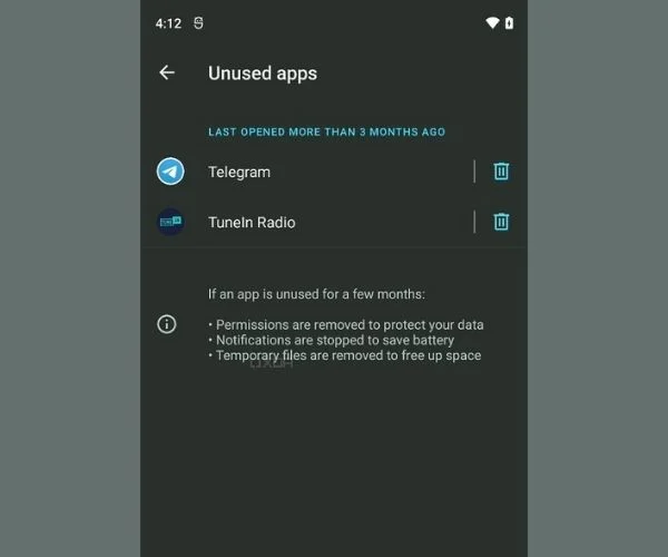 App Hibernation Settings