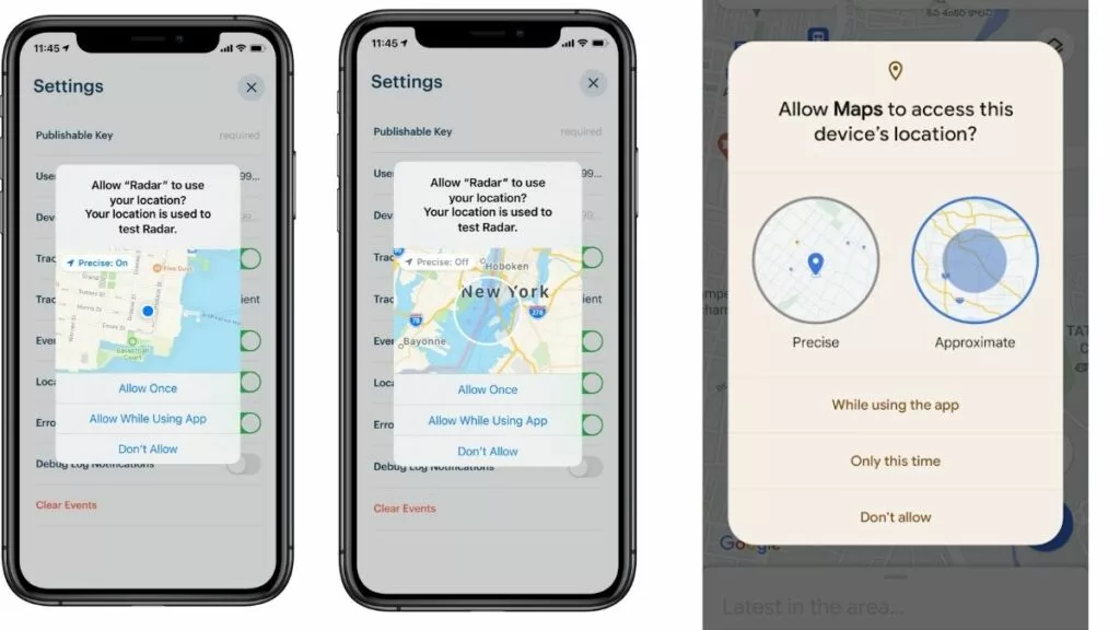 Approximate and Precise Location Options