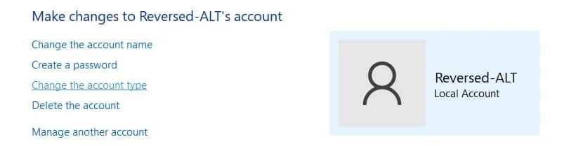 User Account Options.
