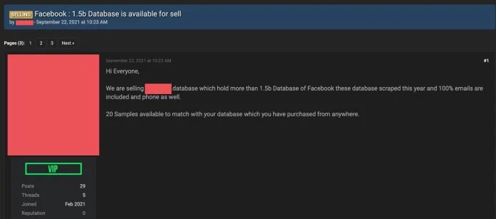 1.5 Billion Facebook Profiles Data