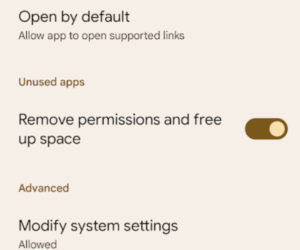 App Hibernation Settings