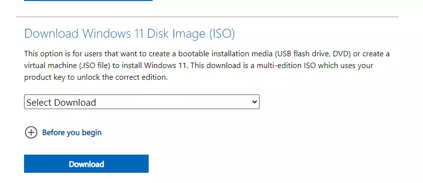 Windows 11 ISO Download section.