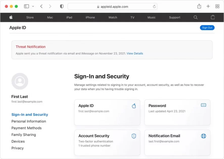Apple Threat Notifications