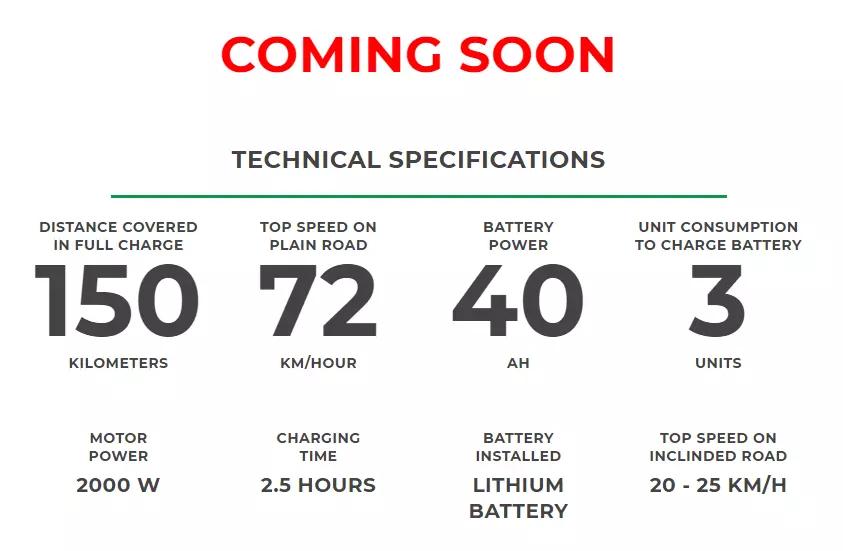 Jolta JE 125-L Electric Bike Technical Specifications
