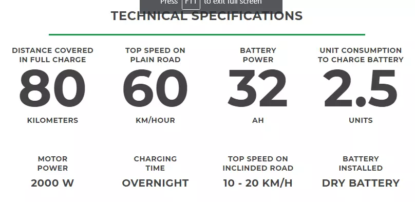 Jolta JE Sports Bike Technical Specification