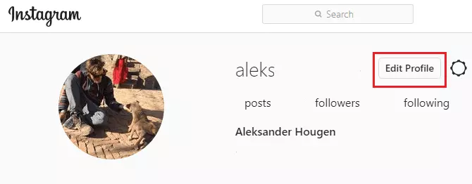 Instagram profile page