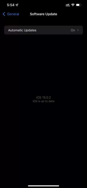 Auto Updates screen on ios 15