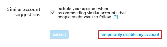temporarily deactivate Instagram account windows