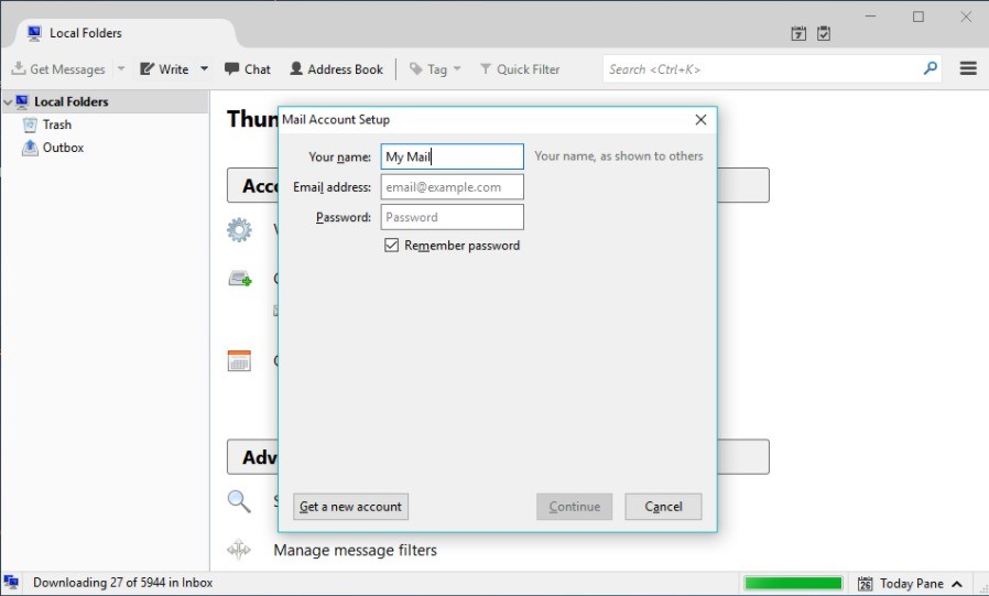 Thubderbird Email Client Interface