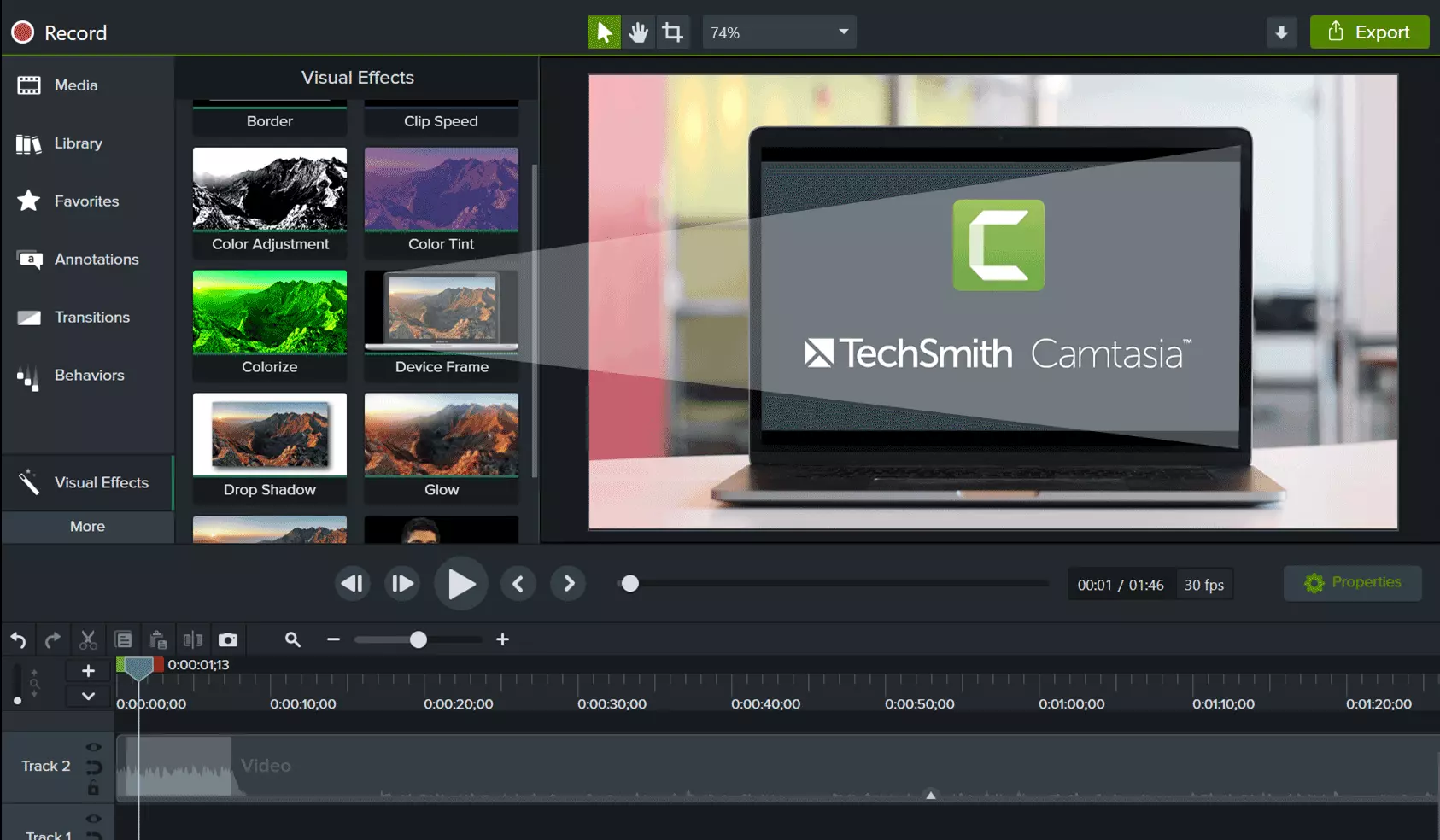 Camtasia Interface