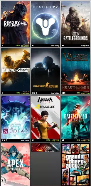 Top Selling Games on Steam