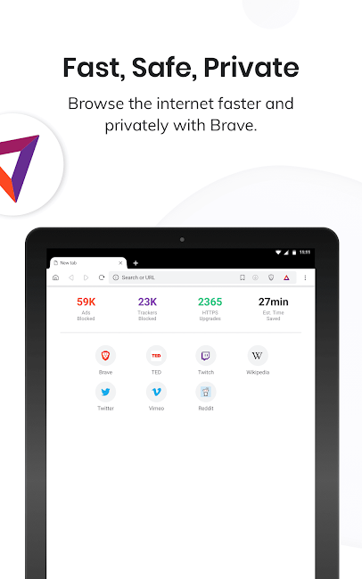 Brave Browser Interface on tablet