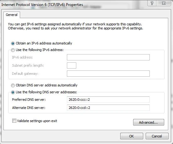 IP v6 Settings