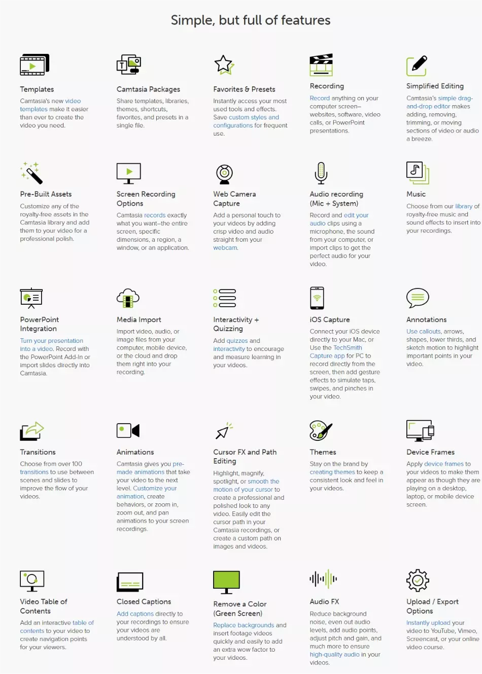 Camtasia Features