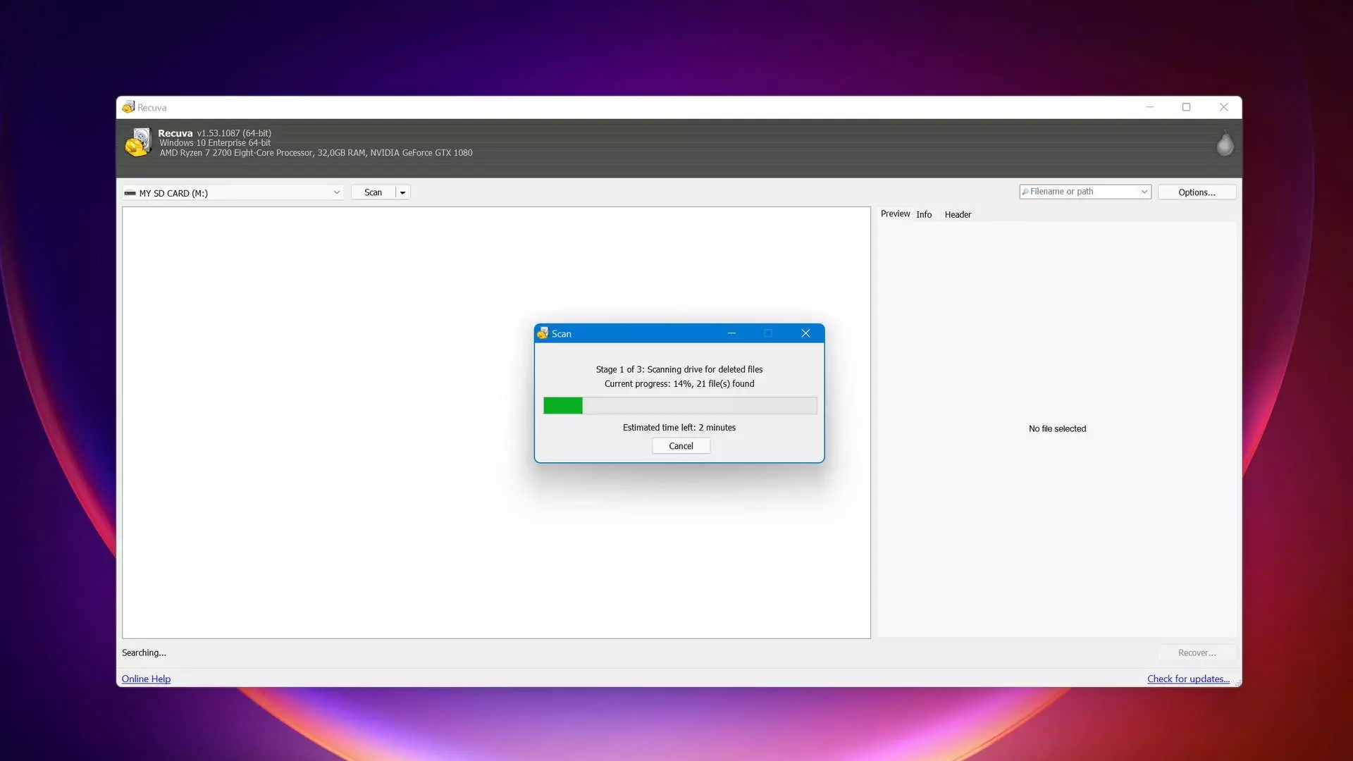 Recuva Interface