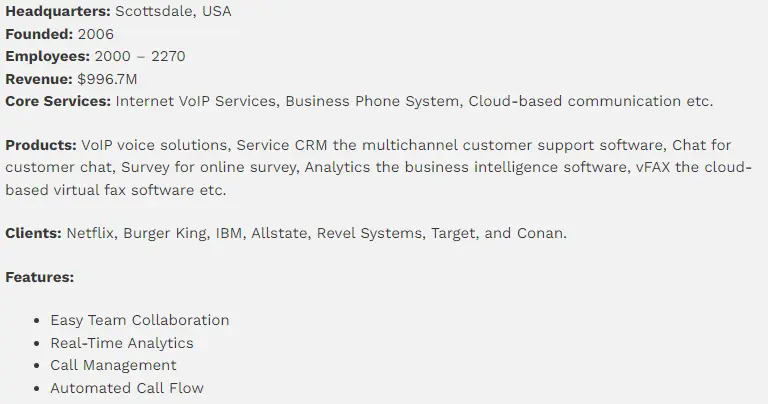 Nextiva Specs