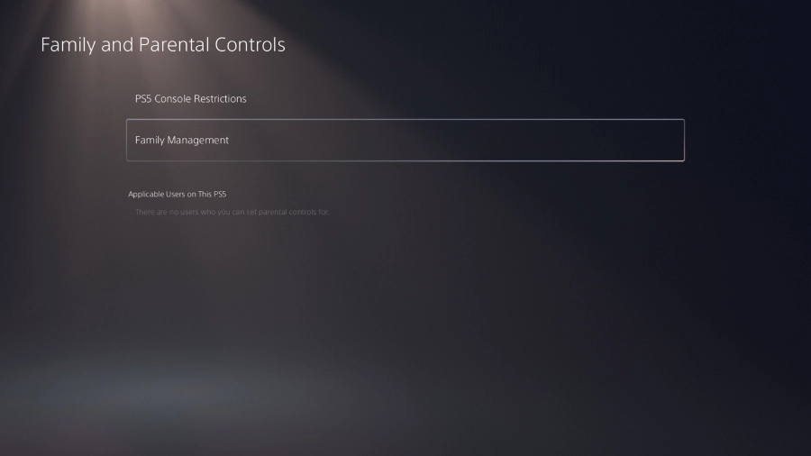 Setting up parental control on PS5