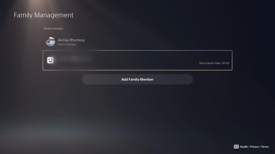 Setting up parental control on PS5