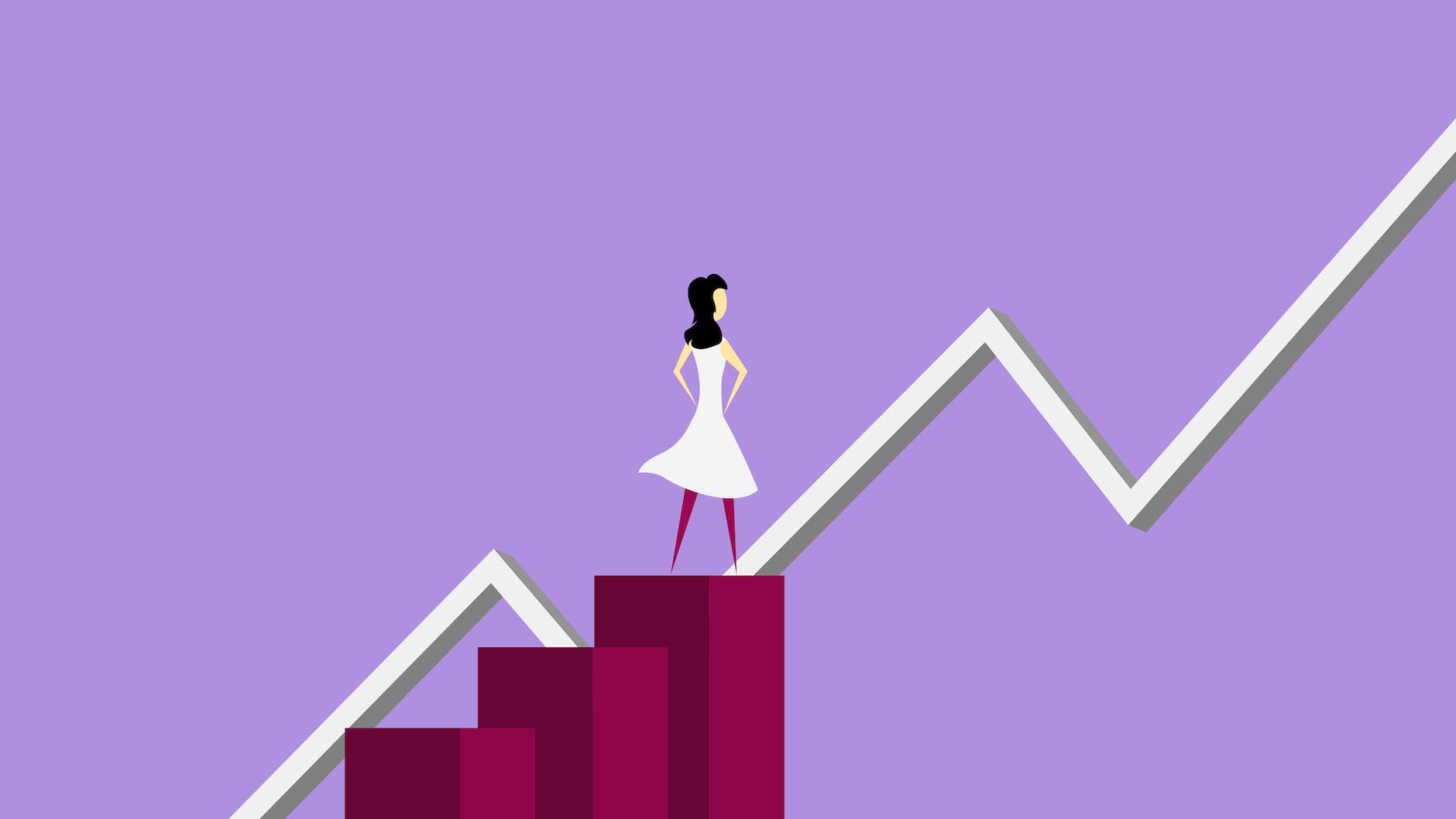 illustration of woman analyzing financial line graphic marketing