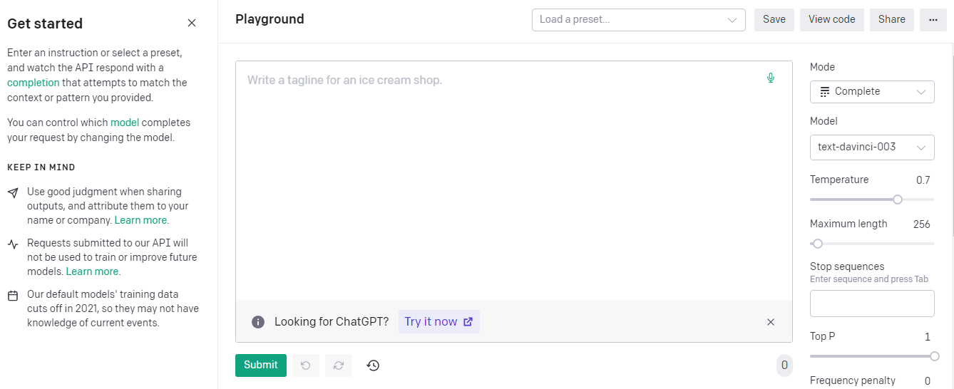 OpenAI Playground