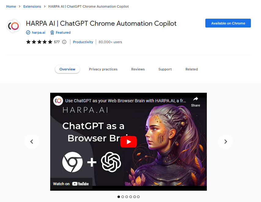 HARPA AI | ChatGPT Chrome Automation Copilot