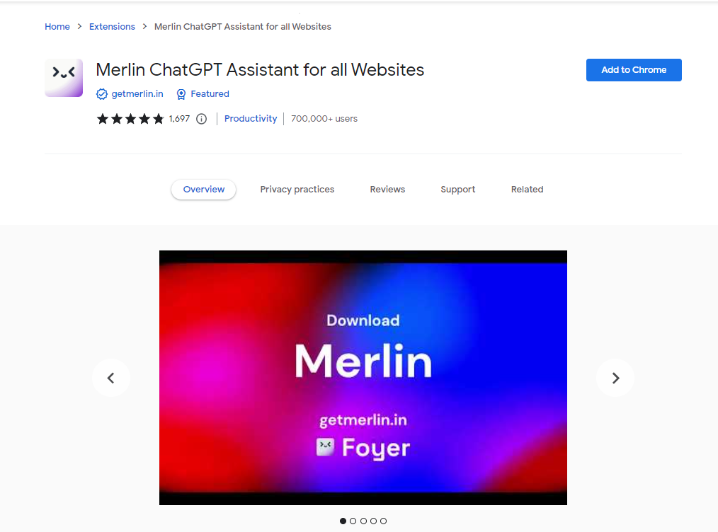 Merlin ChatGPT Assistant for all Websites