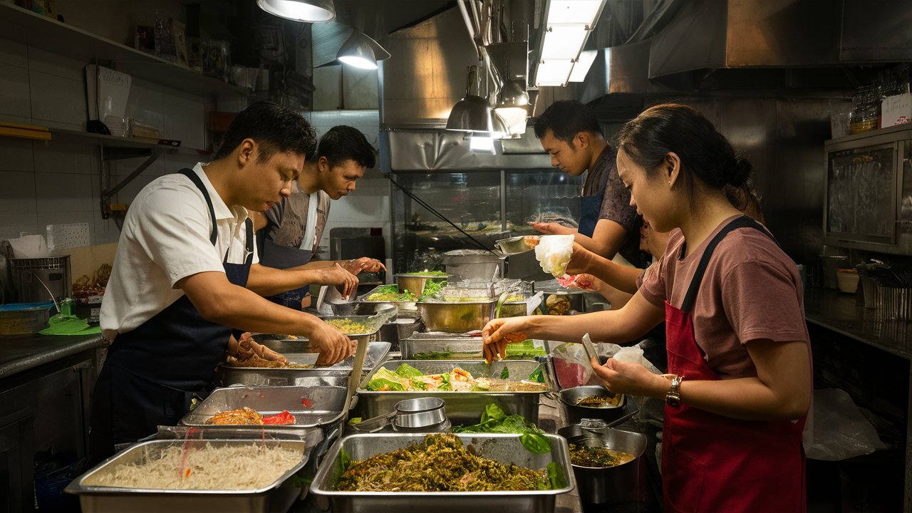 chinatown hawker leftovers consumption
