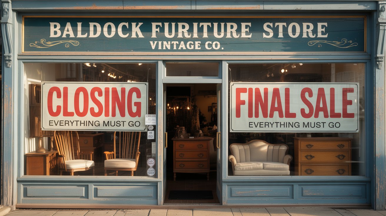 baldock furniture store vintage co closing