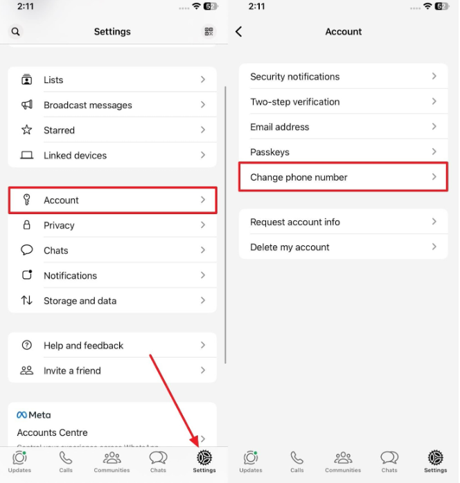 choose change phone number