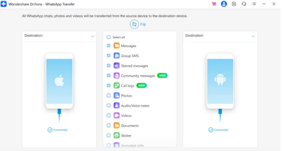select whatsapp data through drfone
